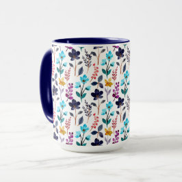 Autumn Wildflower Blauw en Paarse Two-Tone Mok