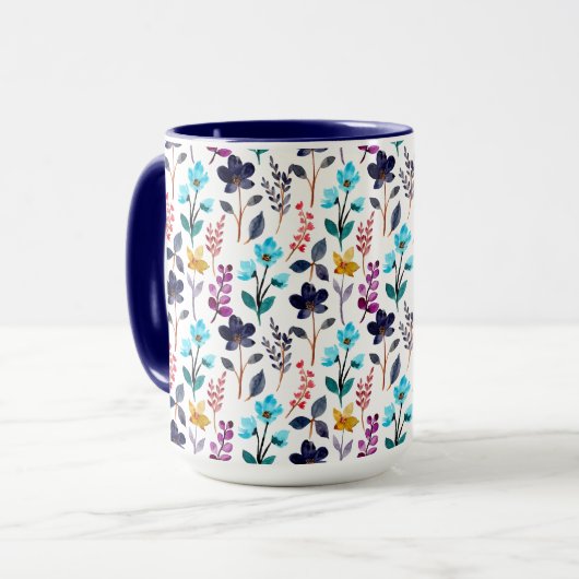 Autumn Wildflower Blauw en Paarse Two-Tone Mok (Voorkant links)
