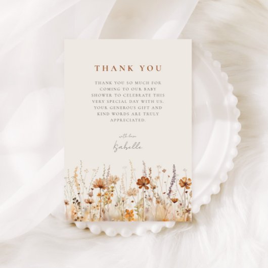 Autumn Wildflower Field Baby shower Bedankkaart