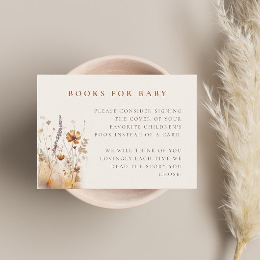 Autumn Wildflower Field Baby shower Boeken voor Ba Informatiekaartje
