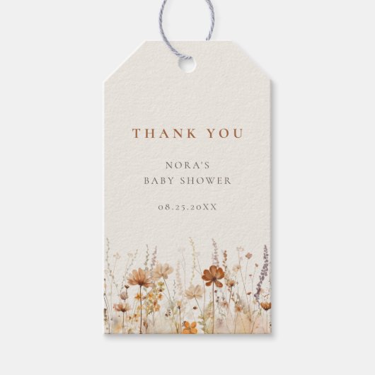 Autumn Wildflower Field Baby shower Cadeaulabel (Voorkant)