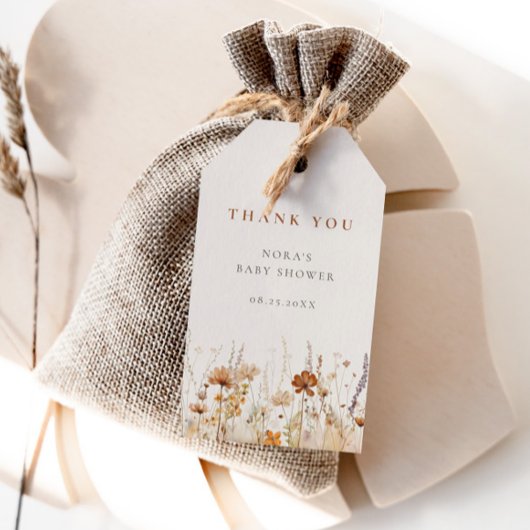 Autumn Wildflower Field Baby shower Cadeaulabel