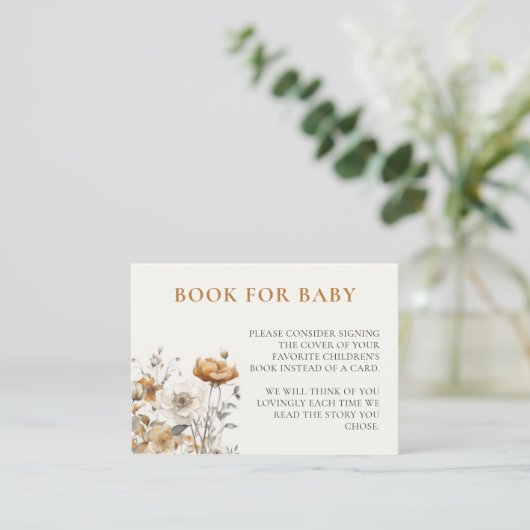Autumn Wildflower Herfst Baby shower Boeken voor B Informatiekaartje (Staand voorkant)