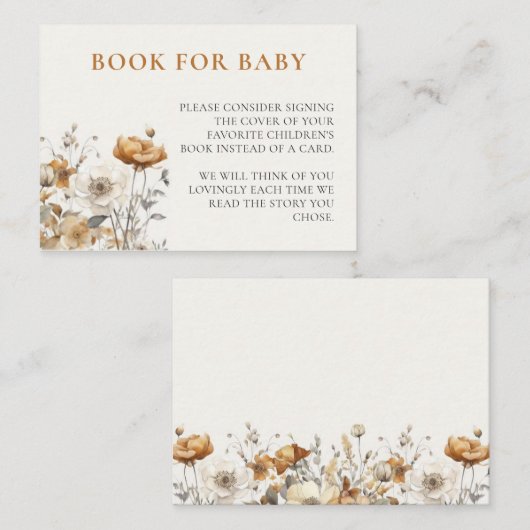 Autumn Wildflower Herfst Baby shower Boeken voor B Informatiekaartje (Voorkant / Achterkant)