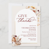 Autumn Wildflower Pumpkin Arch Thanksgiving Dinner Kaart (Voorkant)