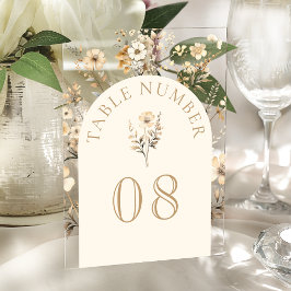Autumn Wildflower Wedding Acrylic Table Number Acryl Uitnodigingen
