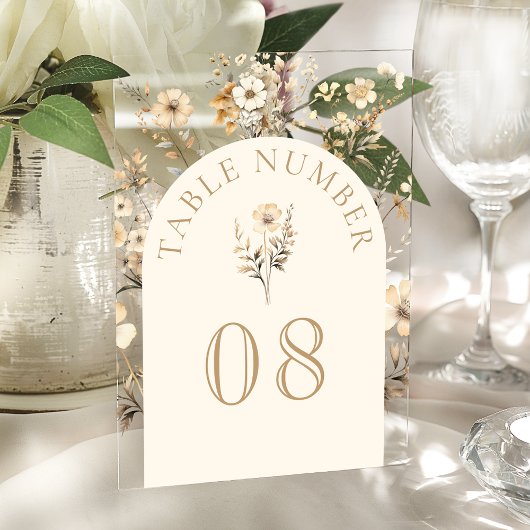 Autumn Wildflower Wedding Acrylic Table Number Acryl Uitnodigingen