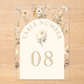 Autumn Wildflower Wedding Acrylic Table Number Acryl Uitnodigingen (Voorkant)
