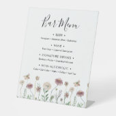 Autumn Wildflower Wedding Bar Menu Pedestal Sign Reclamebord Met Voetstuk (Voorkant)