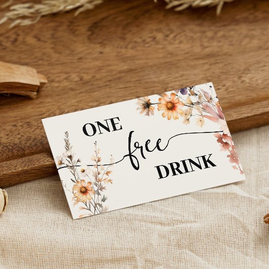 Autumn Wildflowers Free Drink Wedding Ticket Card