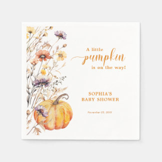 Autumn Wildflowers Little Pumpkin Baby Shower Servet