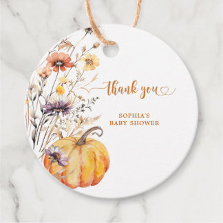 Autumn Wildflowers Pumpkin Baby Shower Thank You Bedankjes Labels