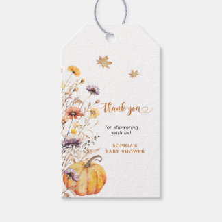 Autumn Wildflowers Pumpkin Baby Shower Thank You Cadeaulabel