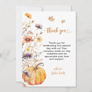 Autumn Wildflowers Pumpkin Bedankkaart