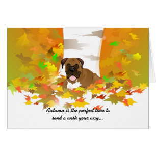 Autumn Wishes Card - Boxer Dog Autumn Leaves