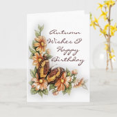 Autumn Wishes Happy Birthday Wenskaart Kaart (Gele Bloem)