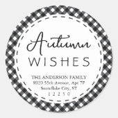 Autumn Wishes | Moderne Thanksgiving in zwart-wit Ronde Sticker (Voorkant)