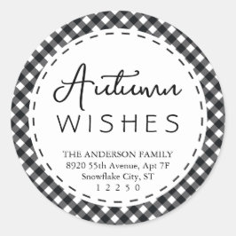 Autumn Wishes | Moderne Thanksgiving in zwart-wit Ronde Sticker