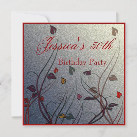 Autumn Wispy Leaf Floral 50th Birthday Kaart (Voorkant)