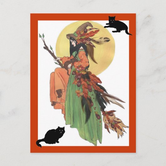 Autumn Witch Briefkaart (Voorkant)