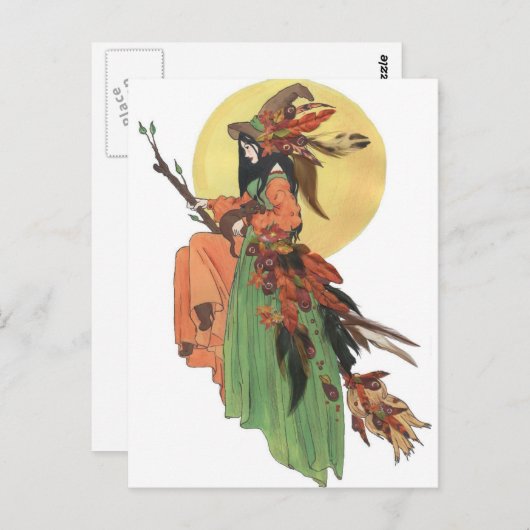 Autumn Witch Briefkaart (Voorkant / Achterkant)