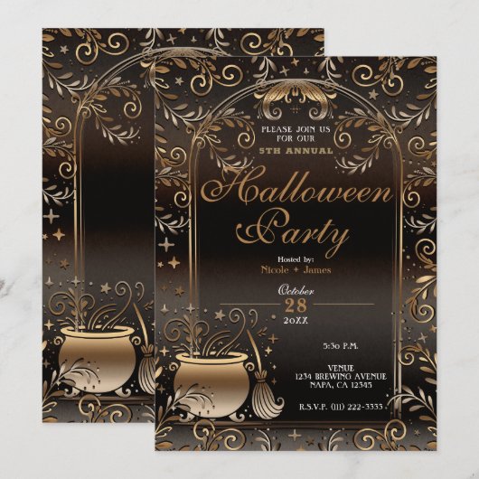 Autumn Witchy Magic Whimsical Herfst Halloween Par Kaart (Voorkant / Achterkant)