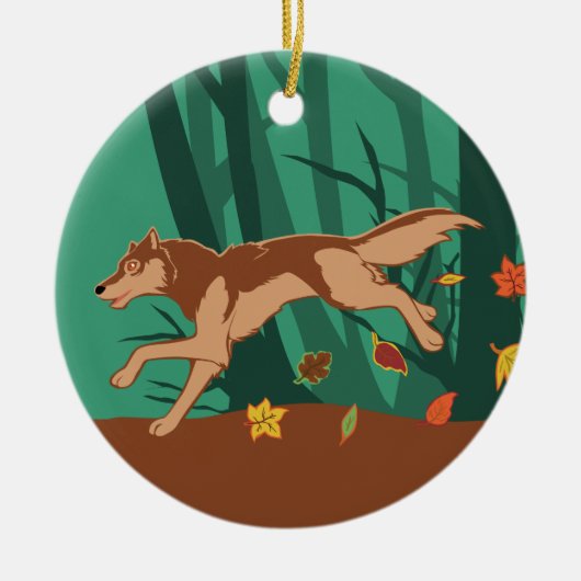 Autumn Wolf Keramisch Ornament (Voorkant)