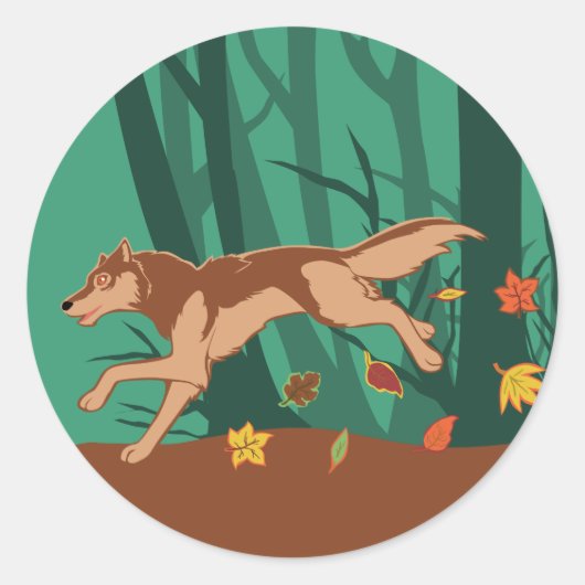 Autumn Wolf Ronde Sticker (Voorkant)