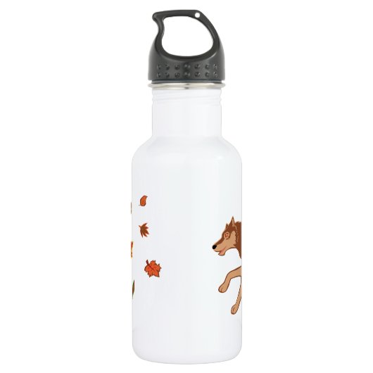 Autumn Wolf Waterfles (Achterkant)