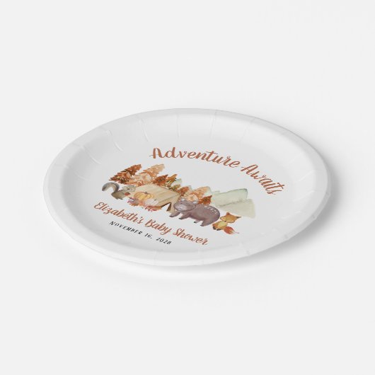 Autumn Woodland Animals Adventure Baby shower Papieren Bordje (Gekanteld)