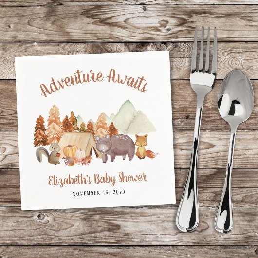 Autumn Woodland Animals Adventure Baby shower Servet