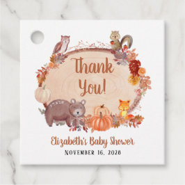 Autumn Woodland Animals Baby shower Dank u Bedankjes Labels