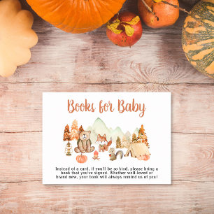 Autumn Woodland Animals Books for Baby shower Informatiekaartje