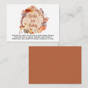 Autumn Woodland Animals Books for Baby shower Informatiekaartje