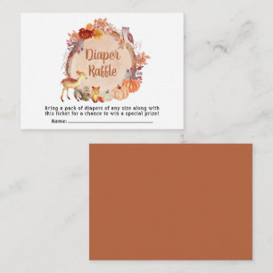 Autumn Woodland Animals Diaper Baby shower Raffle Informatiekaartje