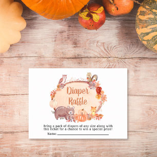 Autumn Woodland Animals Diaper Baby shower Raffle Informatiekaartje