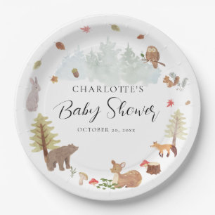 Autumn Woodland Animals Herfst Autumn Baby shower Papieren Bordje