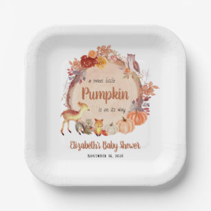 Autumn Woodland Animals Pompoen Baby shower Papieren Bordje