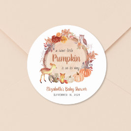 Autumn Woodland Animals Pompoen Baby shower Ronde Sticker