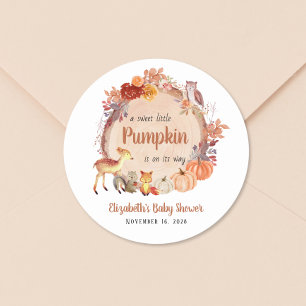 Autumn Woodland Animals Pompoen Baby shower Ronde Sticker