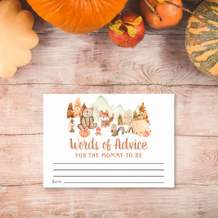 Autumn Woodland Animals Woorden Advies Baby shower Informatiekaartje