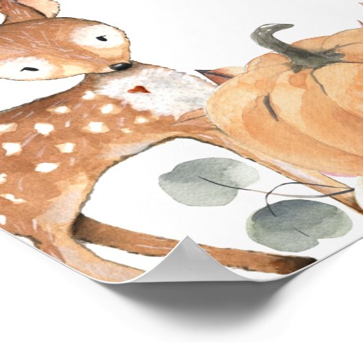 Autumn Woodland Baby shower Party Favors Sign Poster (Hoek)