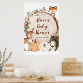 Autumn Woodland Baby shower Welkomstteken Poster (Keuken)