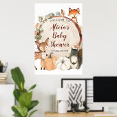 Autumn Woodland Baby shower Welkomstteken Poster (Thuiskantoor)