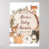 Autumn Woodland Baby shower Welkomstteken Poster (Voorkant)
