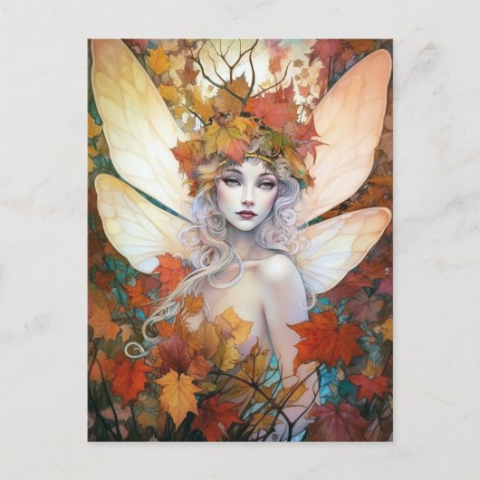 Autumn Woodland Fairy Fantasy Art Briefkaart (Voorkant)