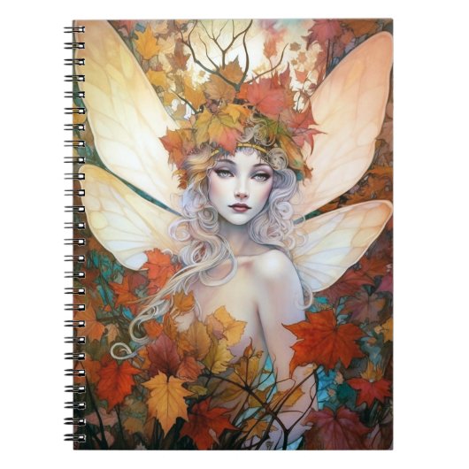 Autumn Woodland Fairy Fantasy Art Notitieboek (Voorkant)