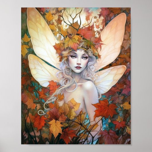 Autumn Woodland Fairy Fantasy Art Poster (Voorkant)