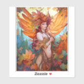 Autumn Woodland Fairy Fantasy Art Sticker (Vel)