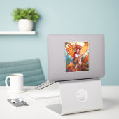 Autumn Woodland Fairy Fantasy Art Sticker (Laptop op bureau)